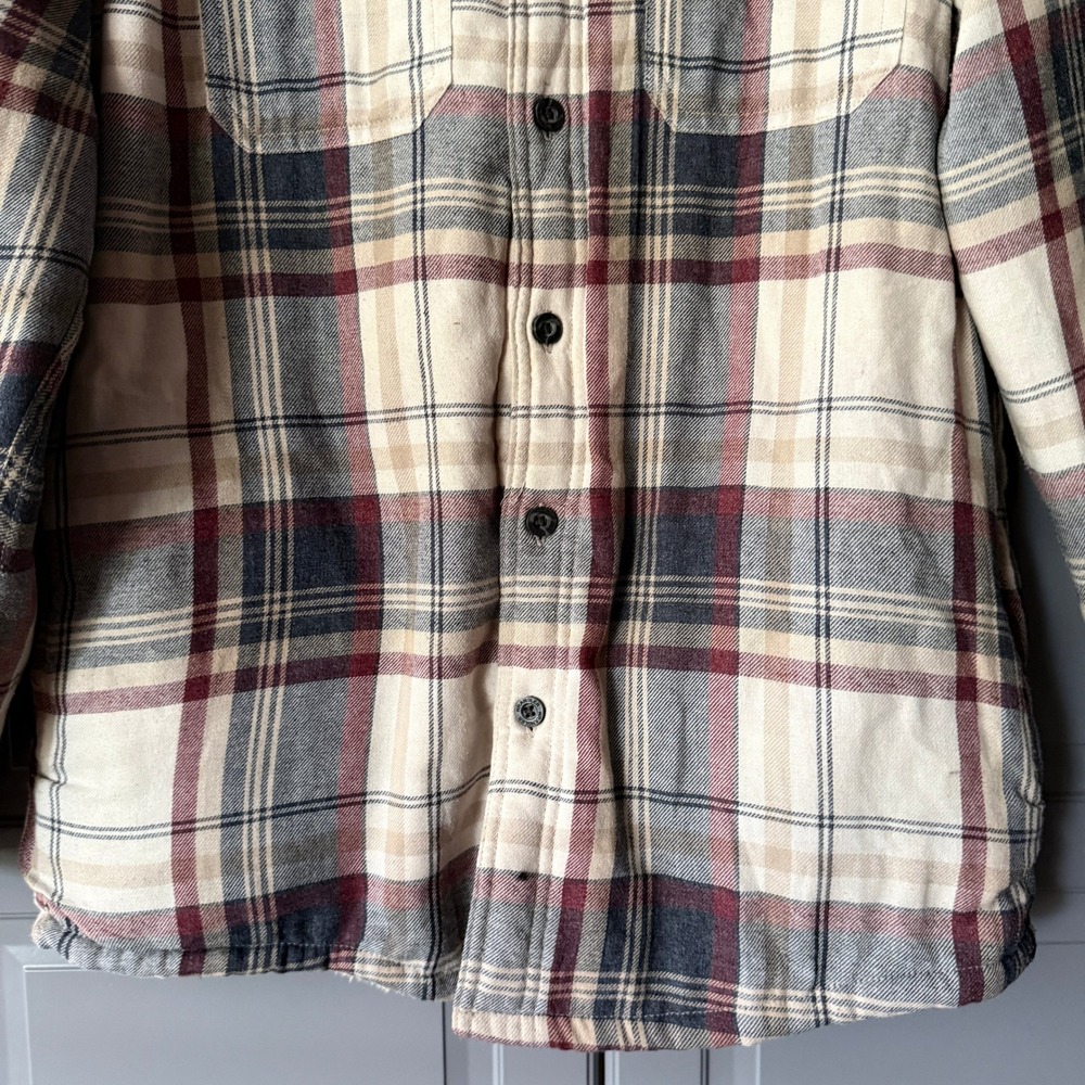 Wrangler VTG Men's Western Plaid Sherpa Lined Flannel Shirt Jacket, White Red, S - Picture 5 of 11